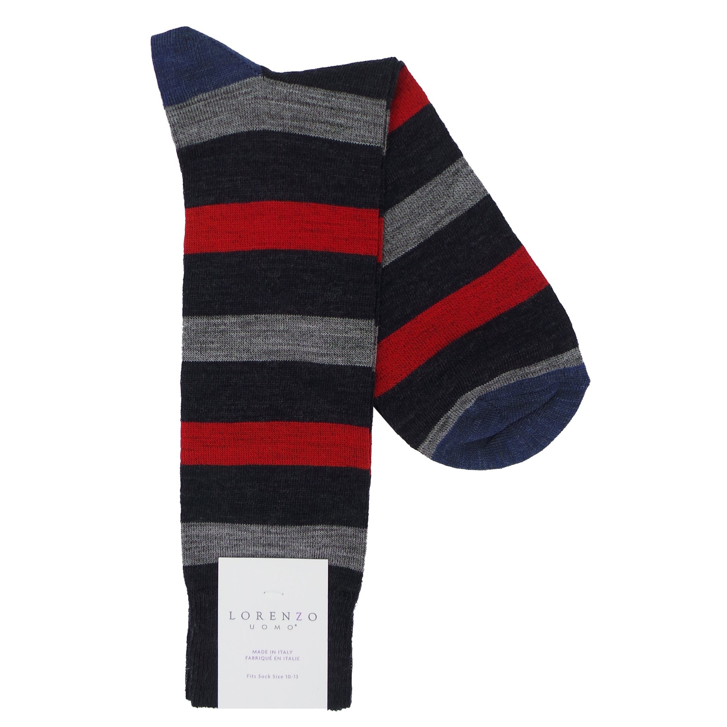 Lorenzo Uomo Bar Stripe Merino Wool Blend Socks