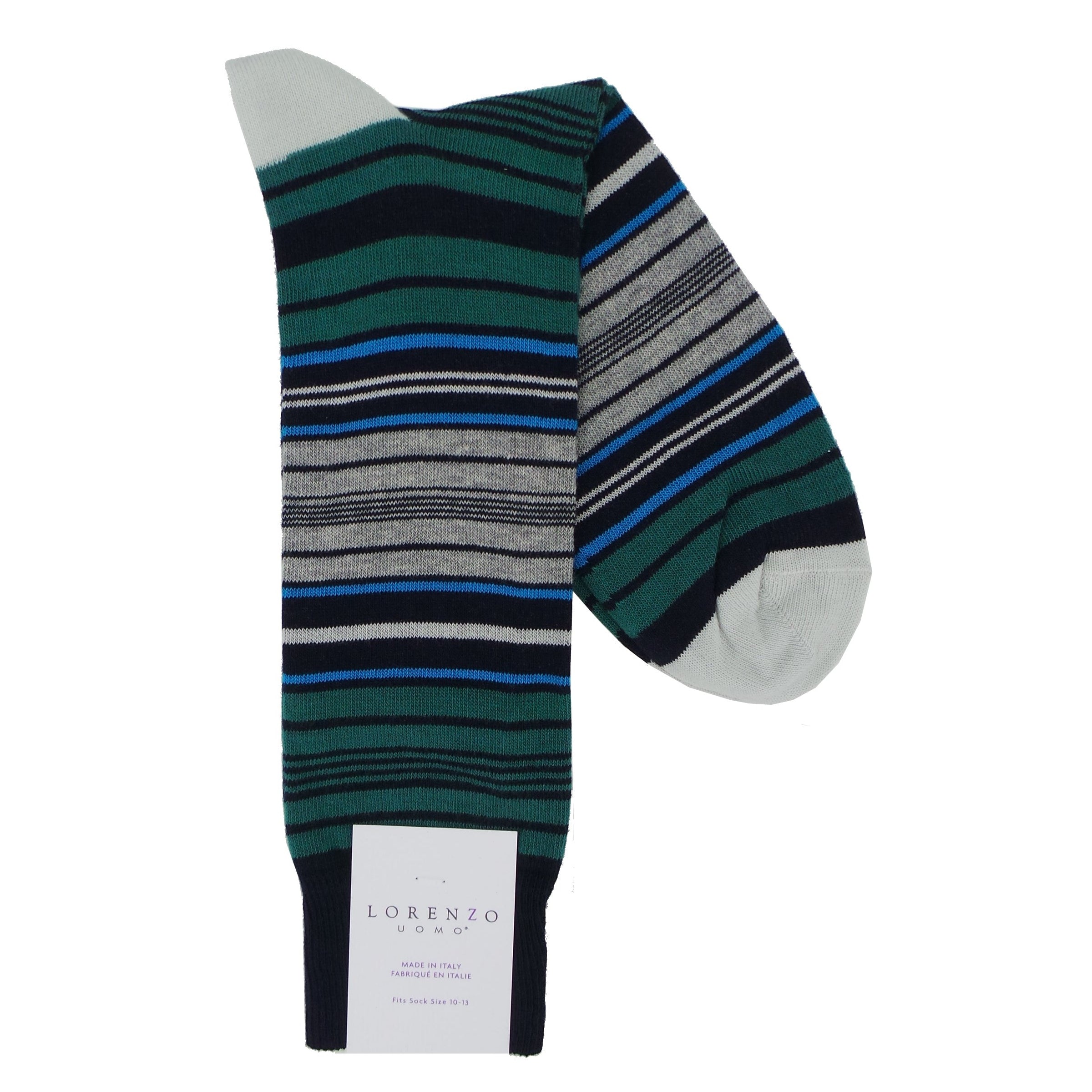 Lorenzo Uomo Multi Stripes Cotton Blend Socks