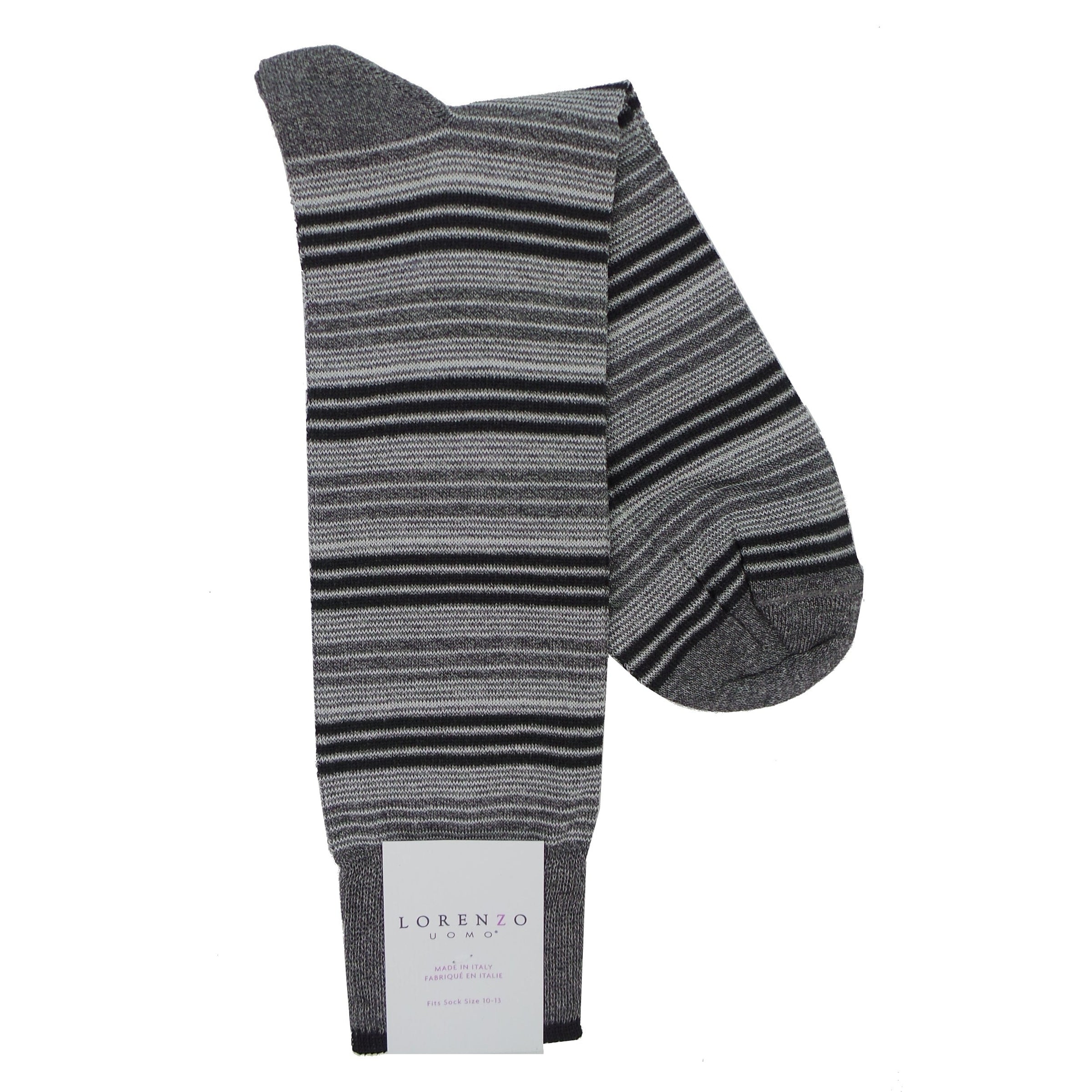 Lorenzo Uomo Wide Mille Righe Stripe Cotton Blend Socks