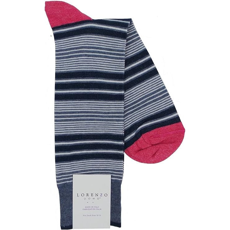 Lorenzo Uomo Stripe Pattern Cotton Blend Socks