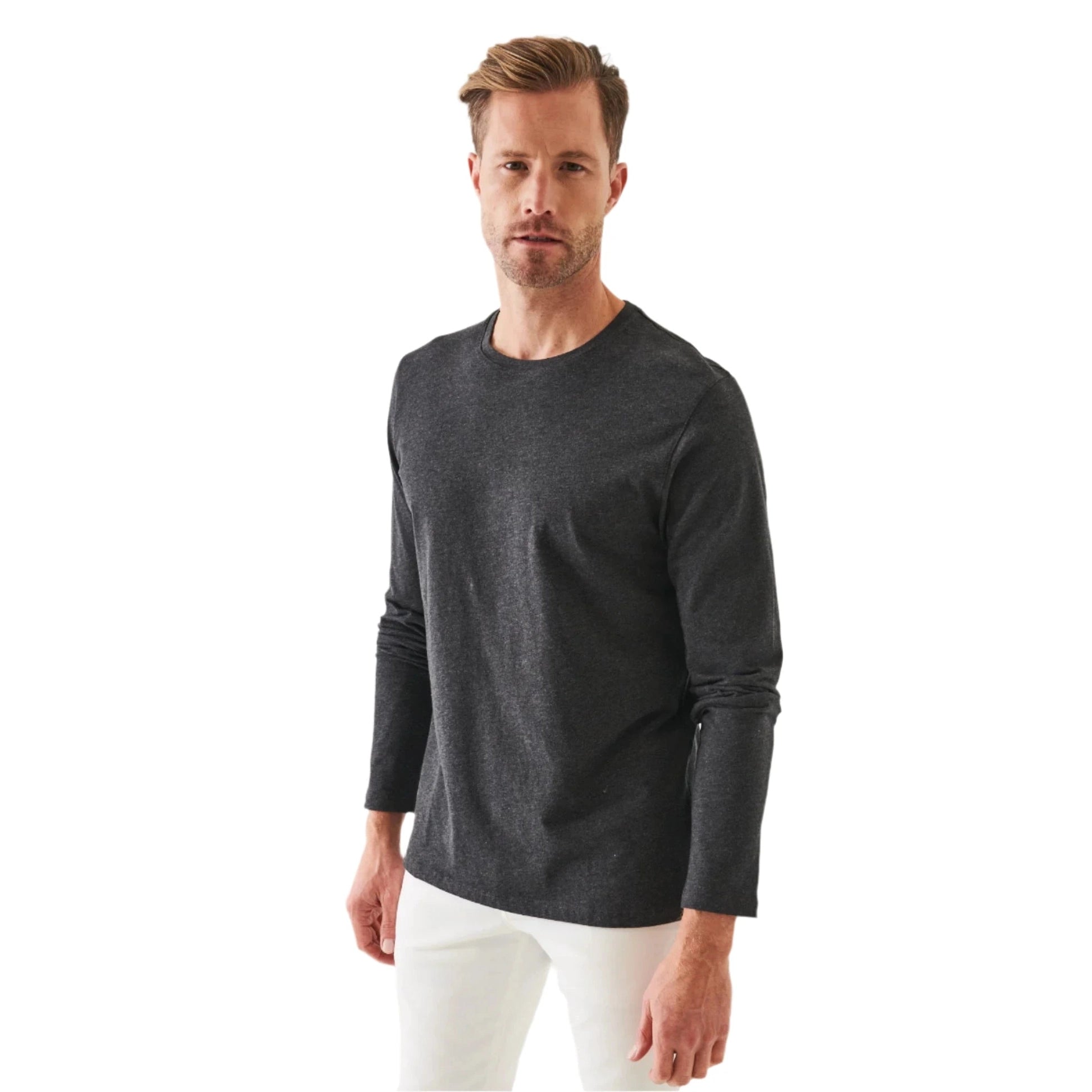 Patrick Assaraf Peruvian Pima Cotton LS Crew Neck T-Shirt
