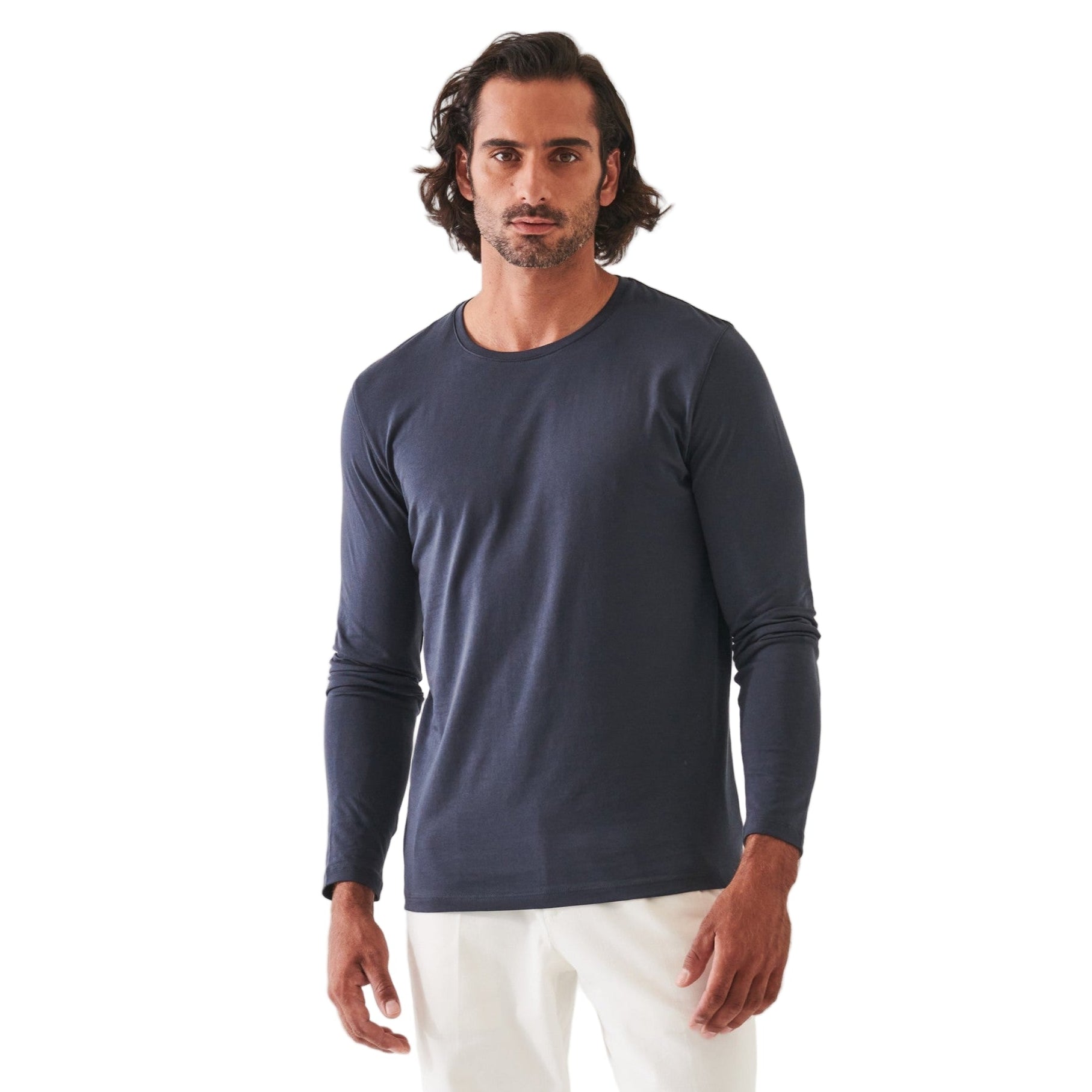 Patrick Assaraf Peruvian Pima Cotton LS Crew Neck T-Shirt