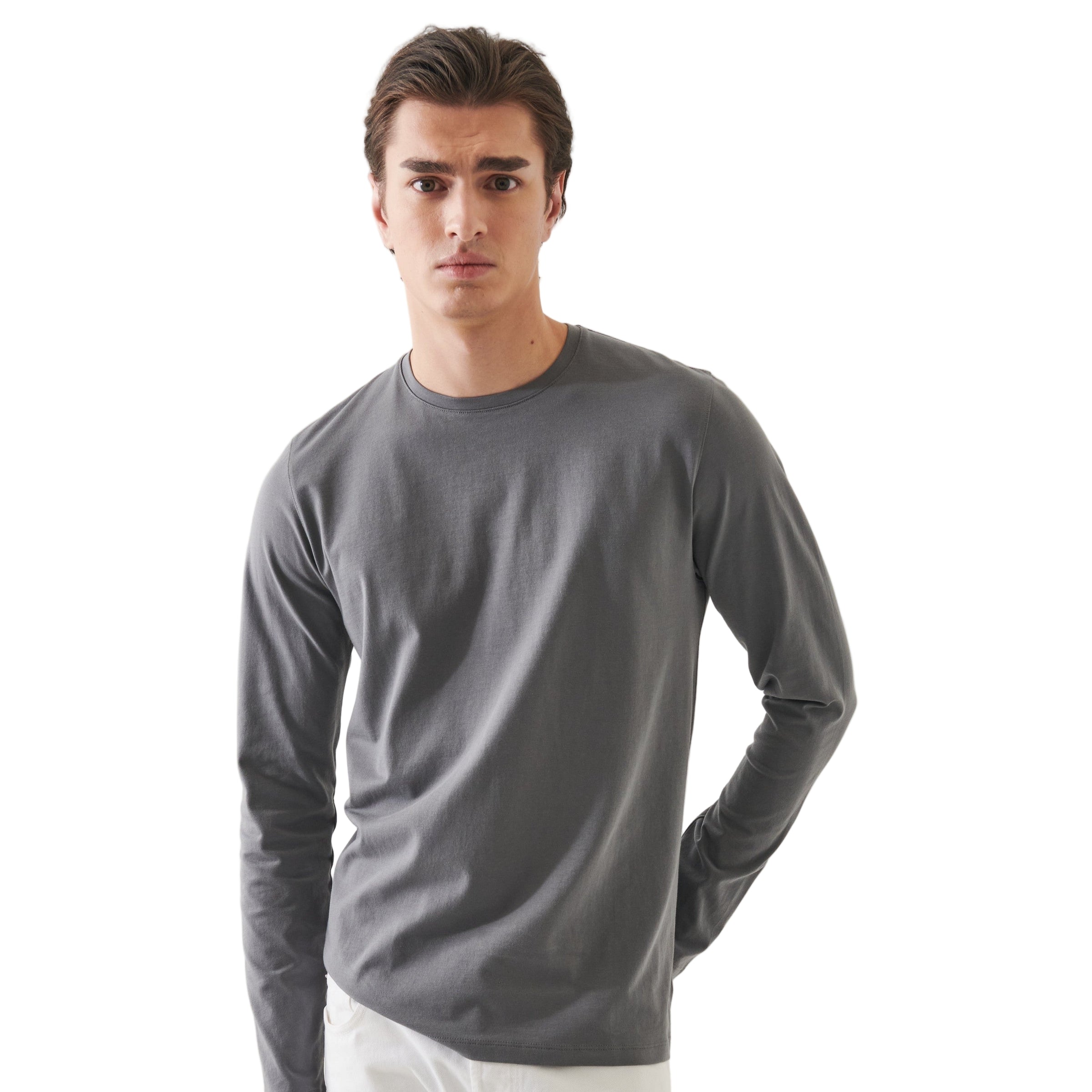 Patrick Assaraf Peruvian Pima Cotton LS Crew Neck T-Shirt
