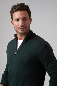 Raffi Palmer Quarter Zip Mock Neck Merino Wool Sweater