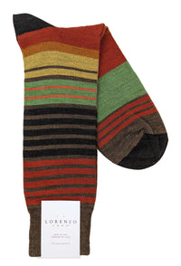 Lorenzo Uomo Multiple Stripe Merino Wool Blend Socks