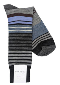 Lorenzo Uomo Multiple Stripe Merino Wool Blend Socks