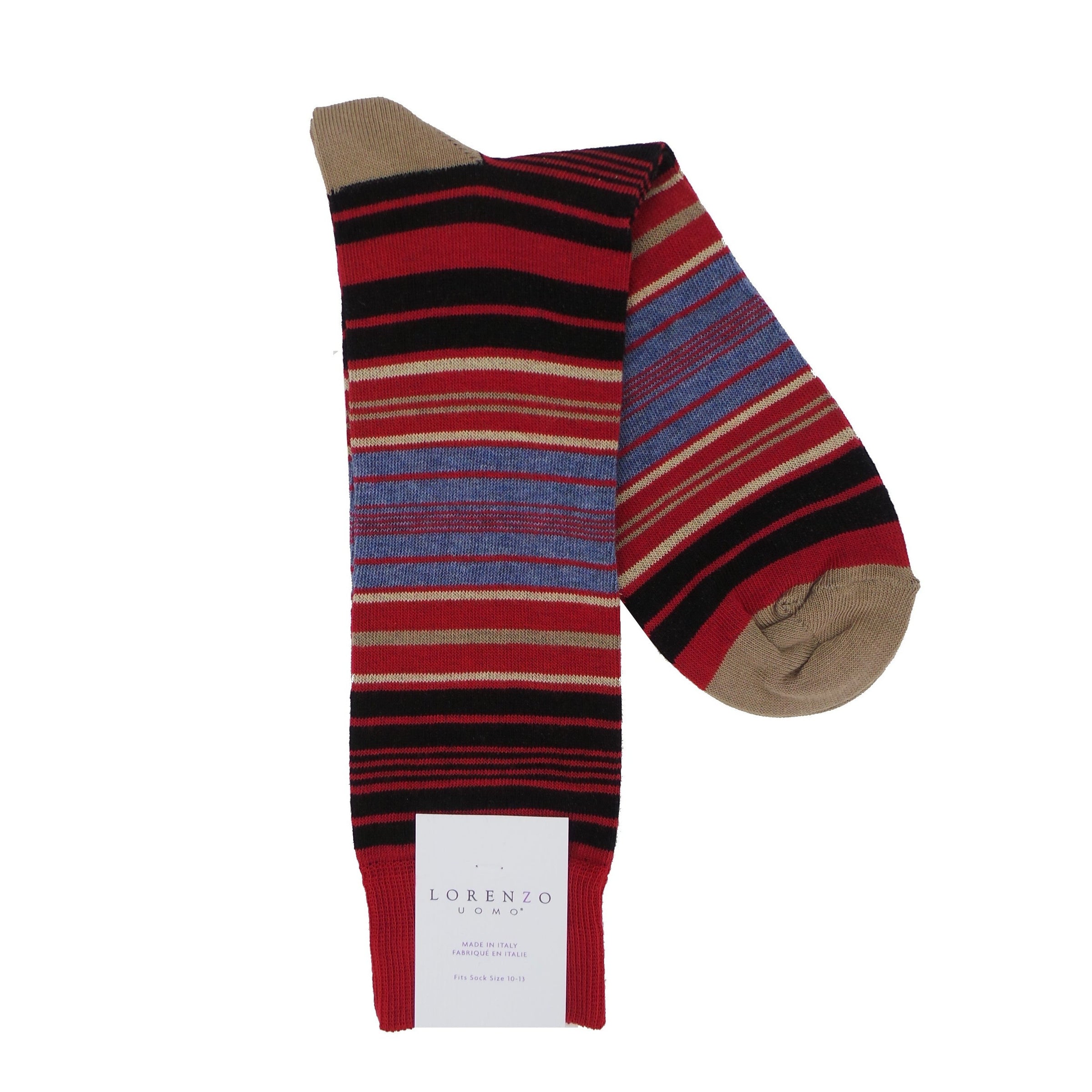 Lorenzo Uomo Multi Stripes Cotton Blend Socks