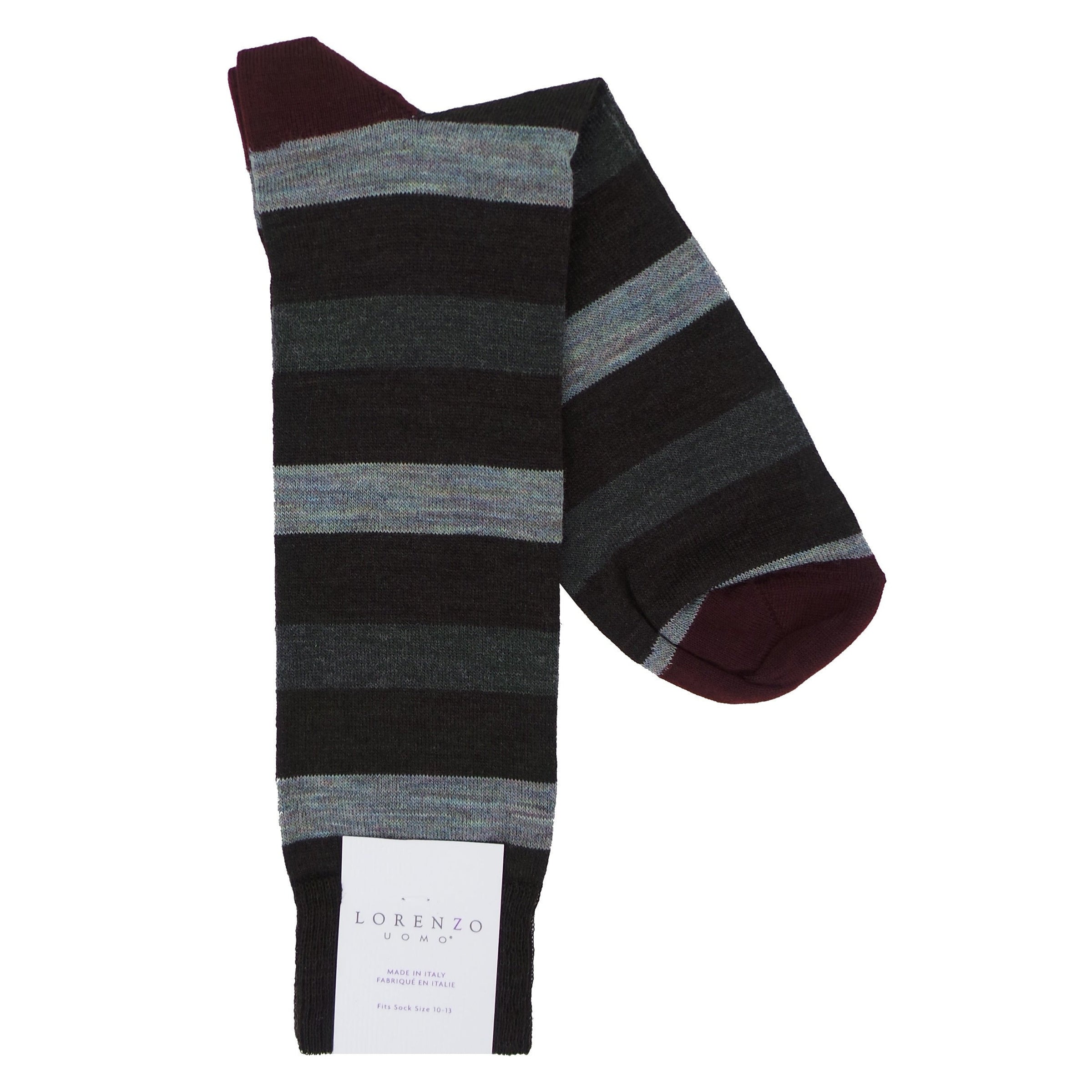 Lorenzo Uomo Bar Stripe Merino Wool Blend Socks