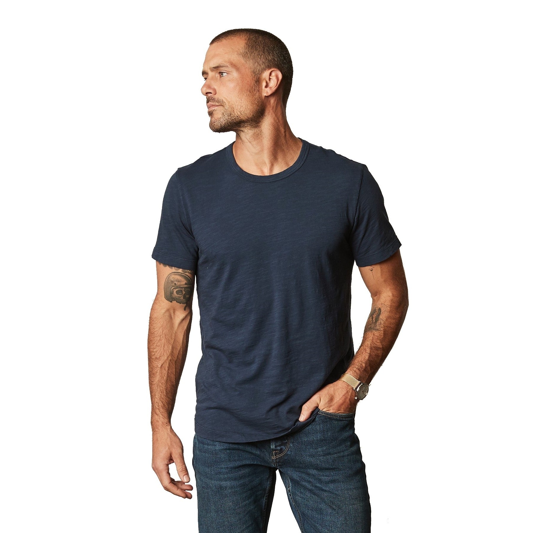 Velvet by Graham & Spencer Amaro Crew Neck Textured Slub Cotton T-Shirt