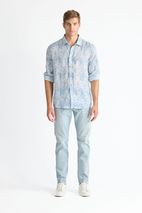 Raffi Glenn Floral Print Pure Linen LS Shirt