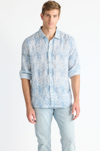 Raffi Glenn Floral Print Pure Linen LS Shirt