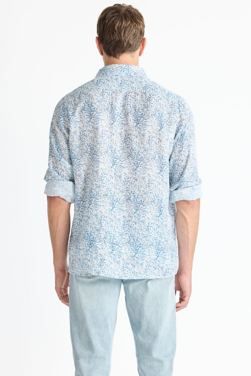 Raffi Glenn Floral Print Pure Linen LS Shirt