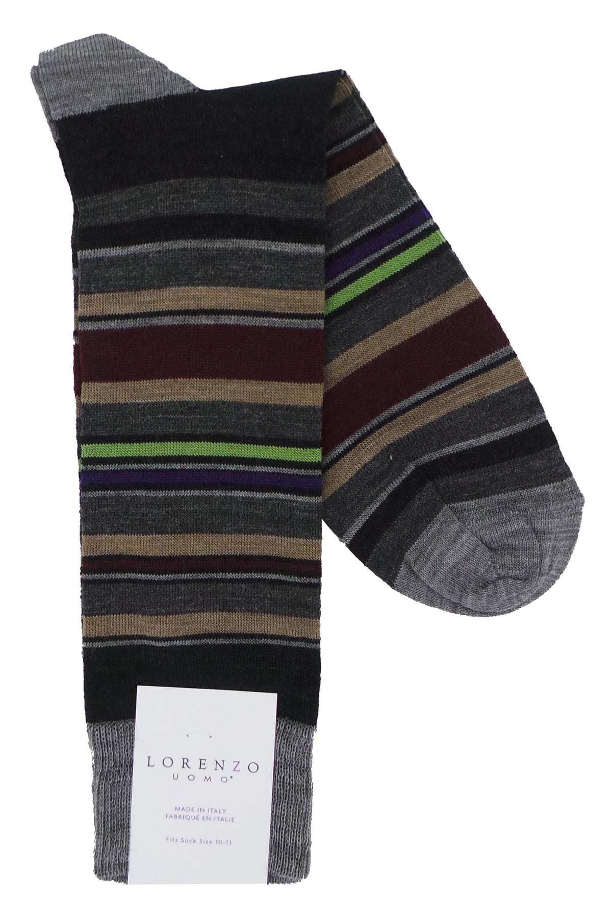 Lorenzo Uomo Multi Stripes Merino Wool Blend Socks