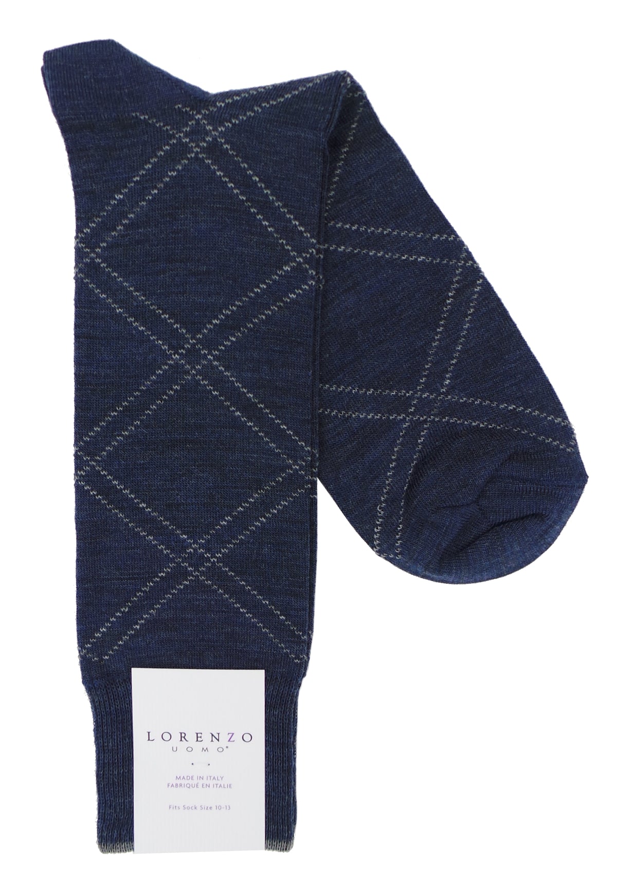 Lorenzo Uomo Raker Pattern Merino Wool Blend Socks