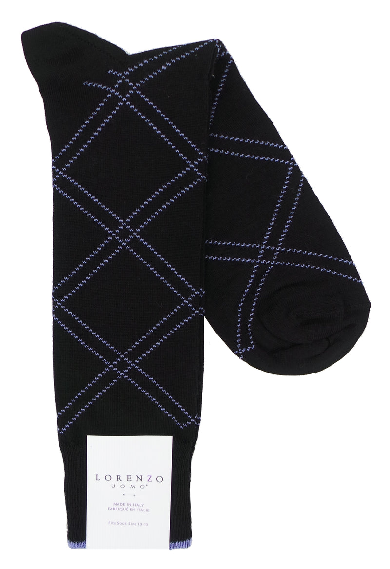 Lorenzo Uomo Raker Pattern Merino Wool Blend Socks