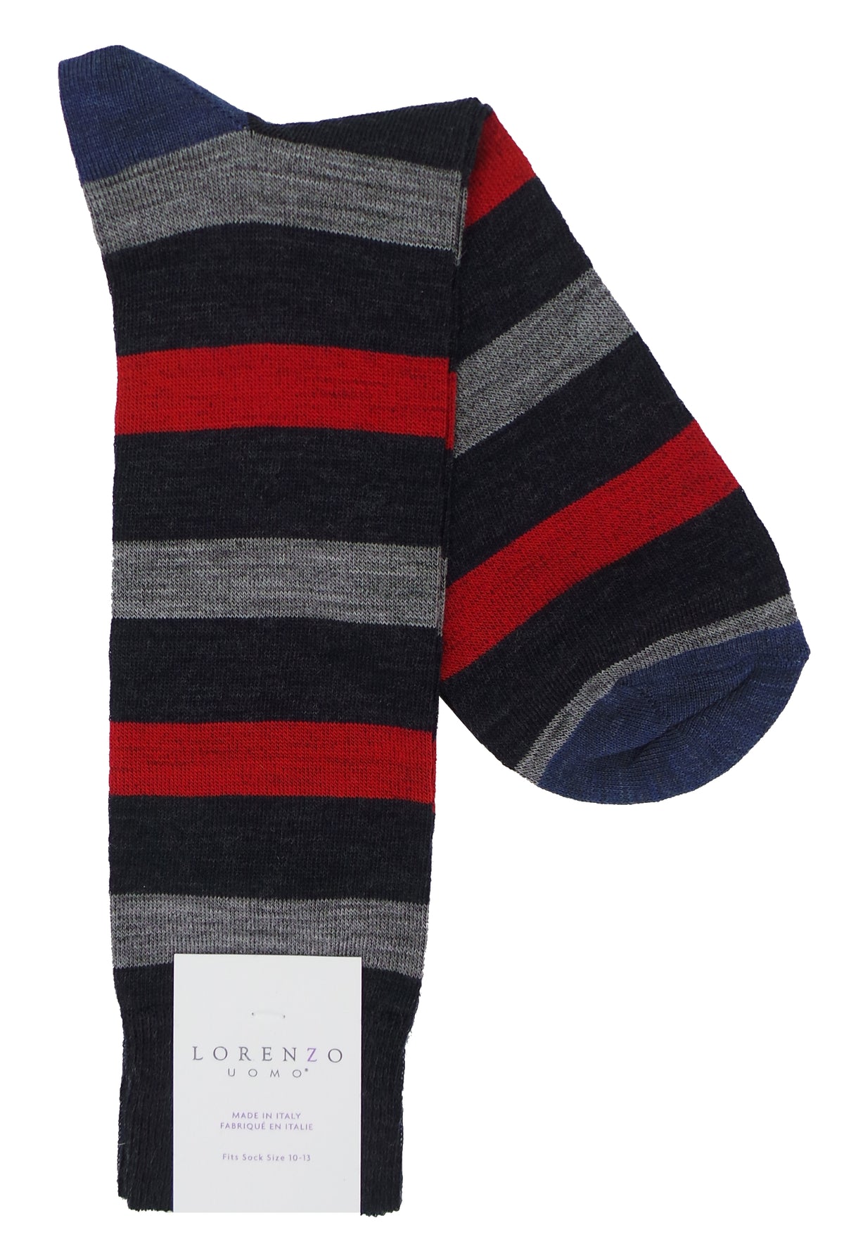 Lorenzo Uomo Bar Stripe Merino Wool Blend Socks