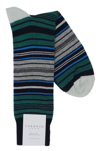 Lorenzo Uomo Multi Stripes Cotton Blend Socks