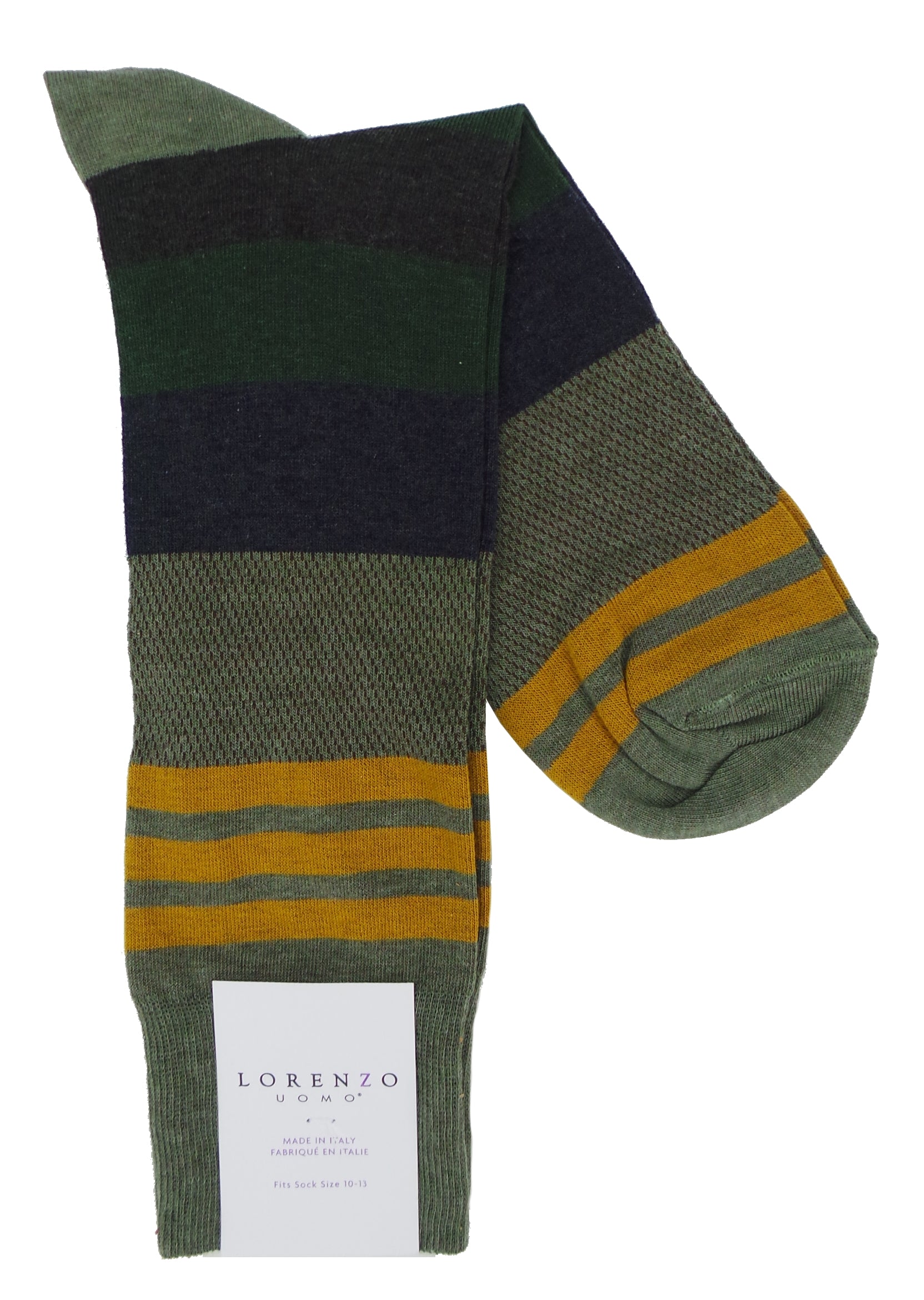 Lorenzo Uomo Top Stripe Cotton Blend Socks