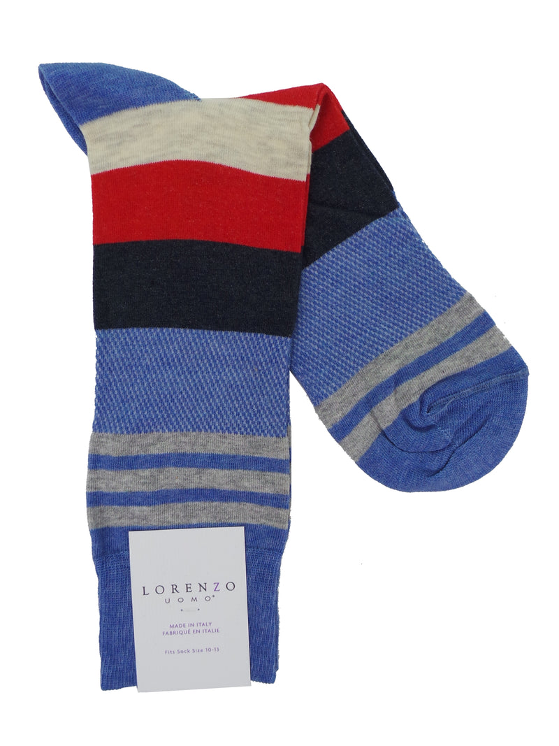 Lorenzo Uomo Top Stripe Cotton Blend Socks