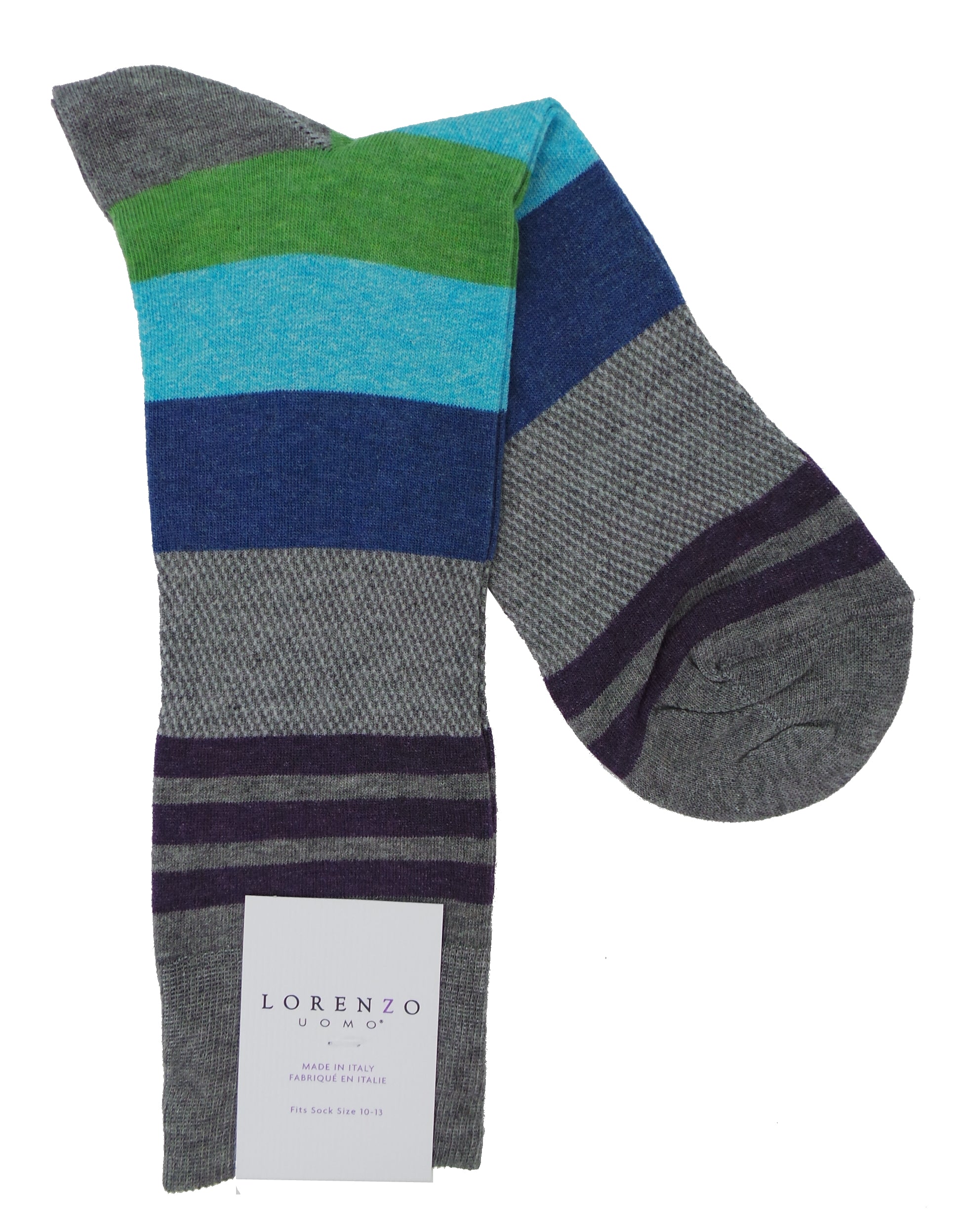 Lorenzo Uomo Top Stripe Cotton Blend Socks