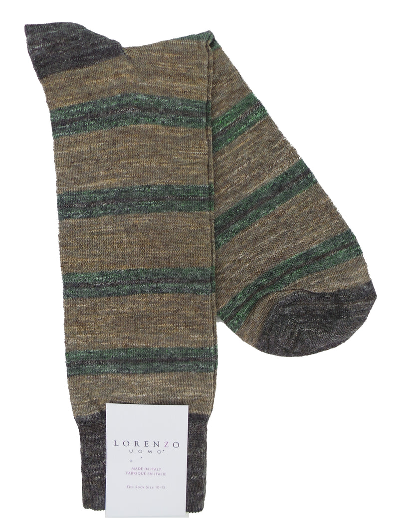 Lorenzo Uomo Duo Stripe Cotton Blend Socks