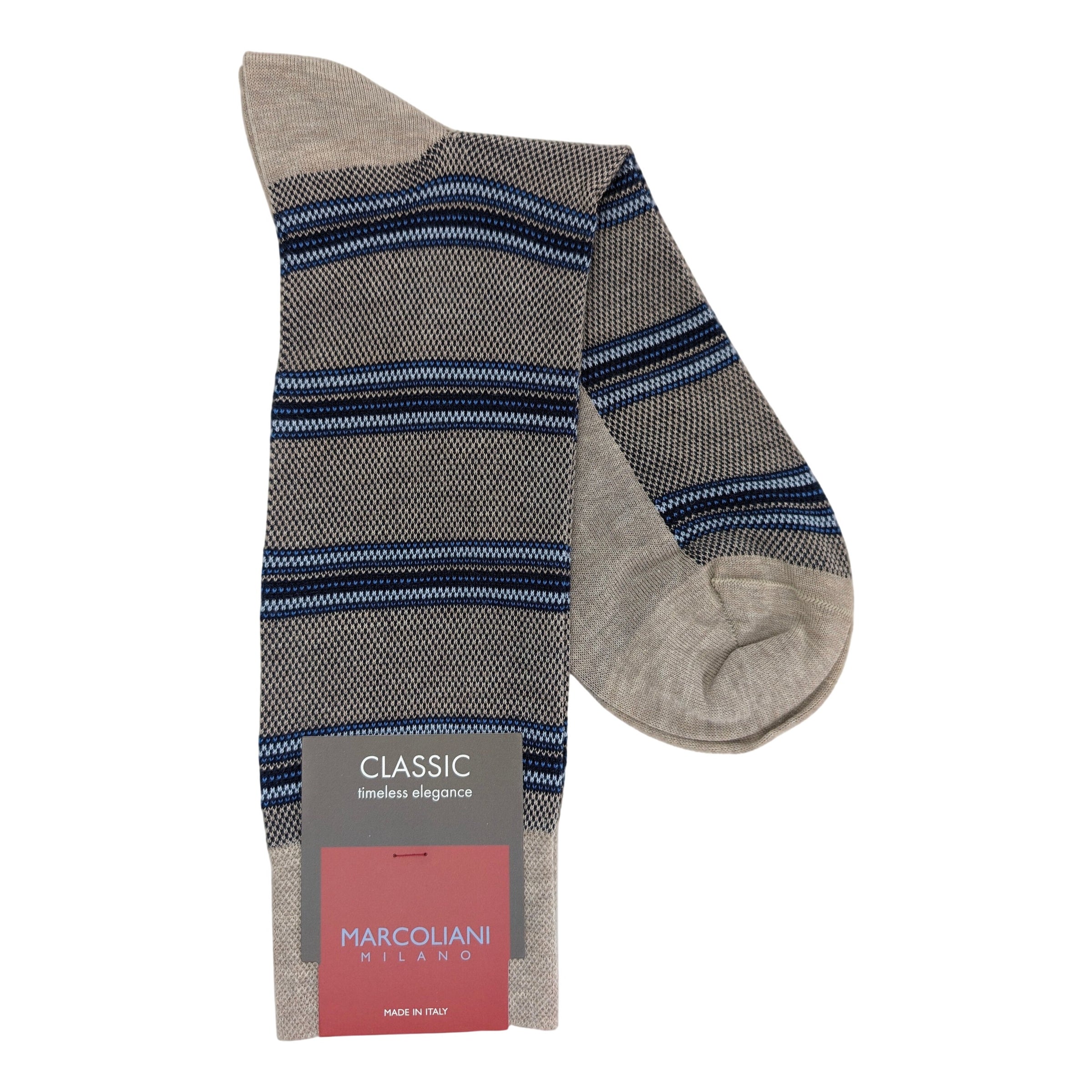 Marcoliani 4719 Pique Stripe Cotton Blend Socks