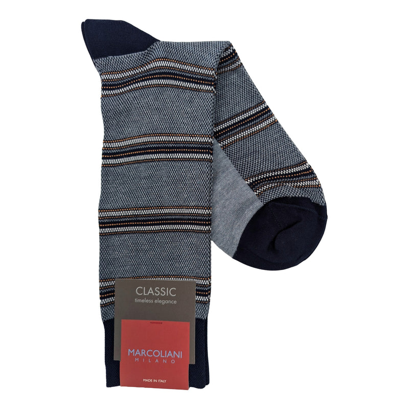 Marcoliani 4719 Pique Stripe Cotton Blend Socks
