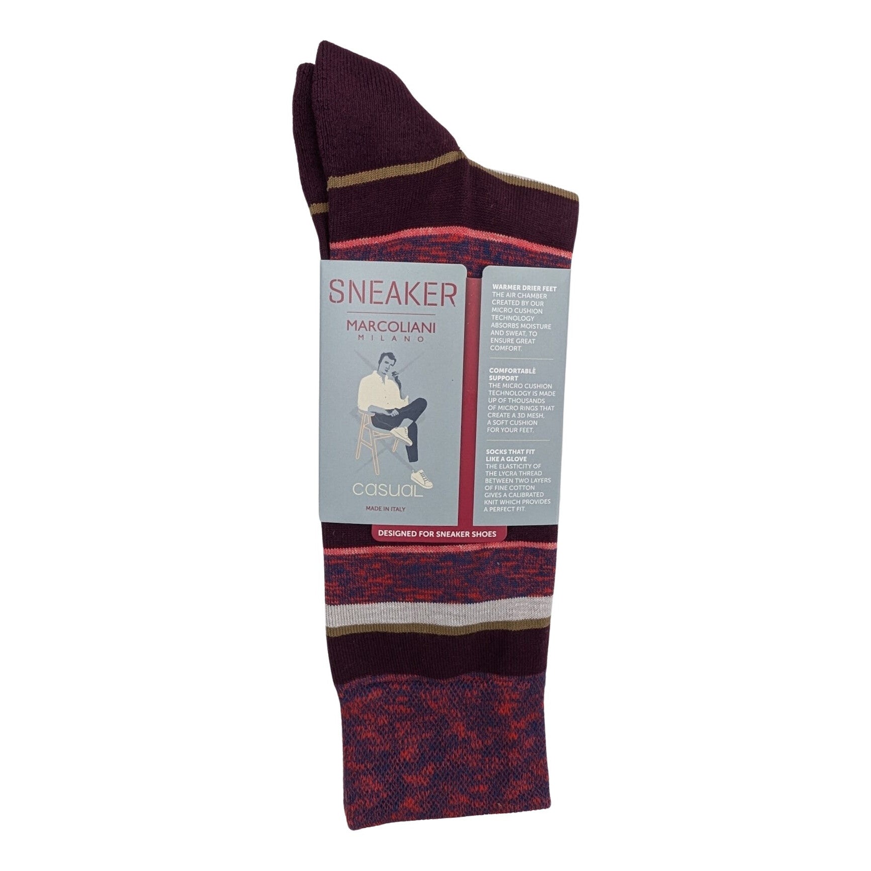 Marcoliani 4793 Soft Pima Cotton Como Stripe Sneaker Socks