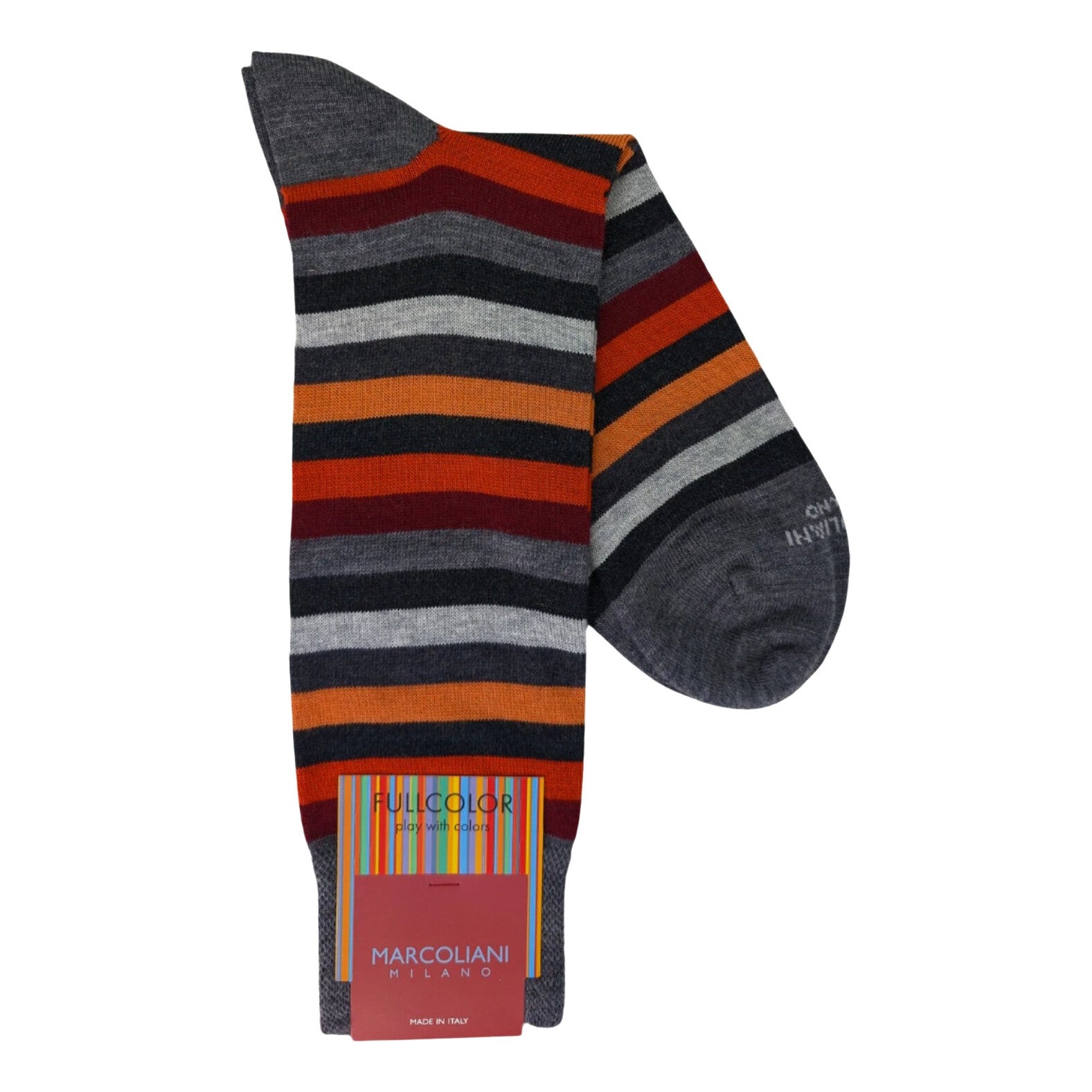 Marcoliani 4802 Extrafine Merino Rainbow Stripe Dress Socks 8-11 / Charcoal/Ginger Marcoliani 4802 Extrafine Merino Rainbow Stripe Dress Socks 8-11 / Charcoal/Ginger