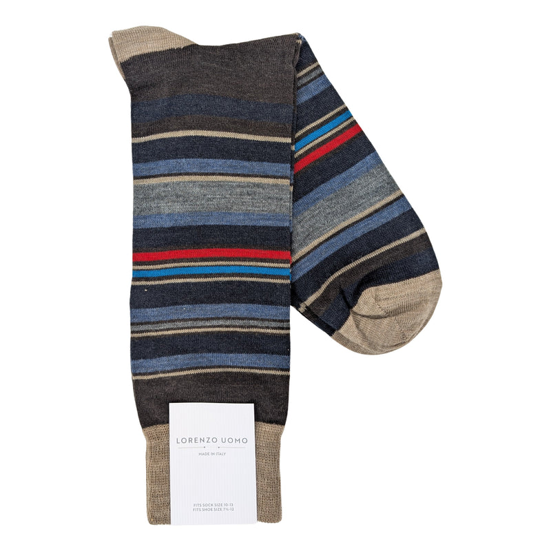 Lorenzo Uomo Foot Stripe Merino Wool Blend Socks