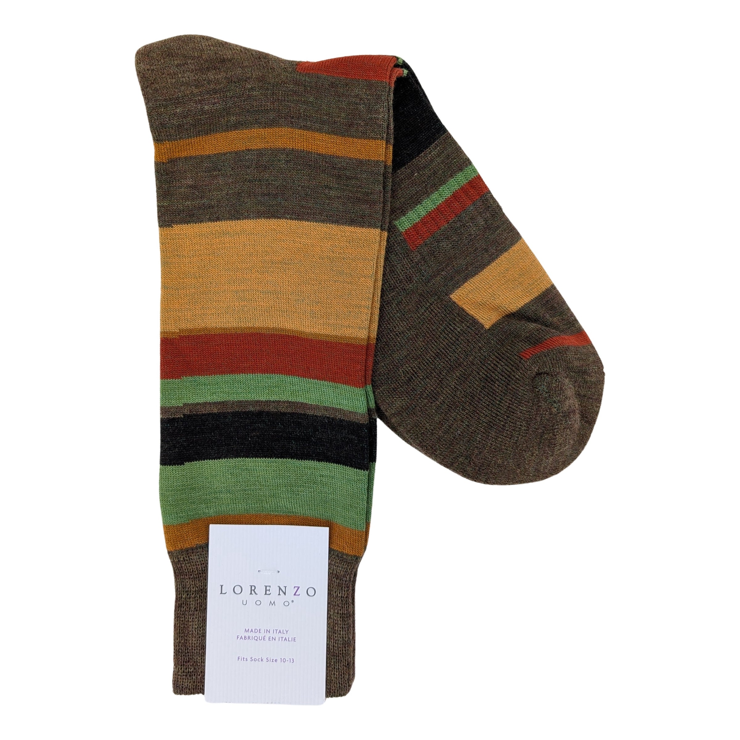 Lorenzo Uomo Multi Stripe Cushioned Sole Merino Wool Blend Socks