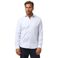 Stone Rose Seabreeze Subtle Stripe Cotton Linen Blend Shirt
