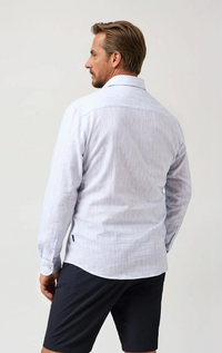 Stone Rose Seabreeze Subtle Stripe Cotton Linen Blend Shirt
