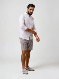 Stone Rose Seabreeze Subtle Stripe Cotton Linen Blend Shirt