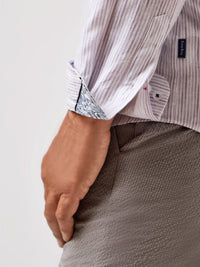 Stone Rose Seabreeze Subtle Stripe Cotton Linen Blend Shirt