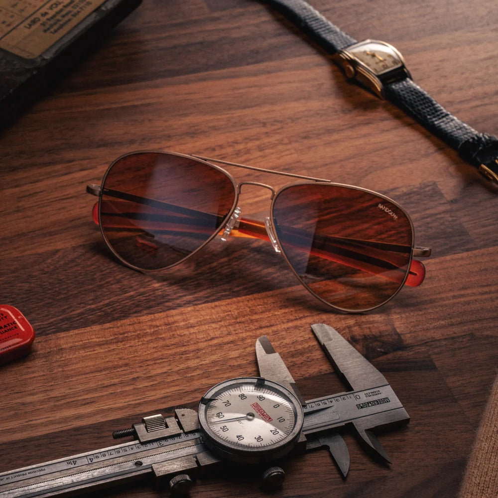 Randolph Engineering Concorde 22k Satin Chocolate Gold Sunglasses