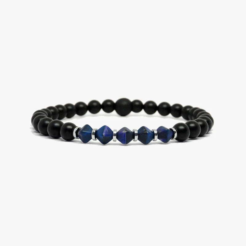Kenton Michael Black Onyx and Bicone Czech Glass Bracelet