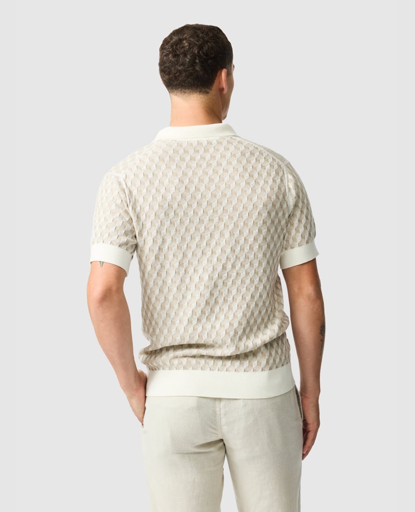 Rodd & Gunn Galdfield Geo Stitch Textured Johnny Collar Polo