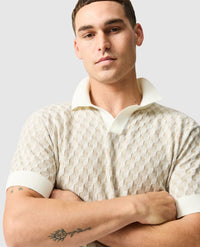 Rodd & Gunn Galdfield Geo Stitch Textured Johnny Collar Polo