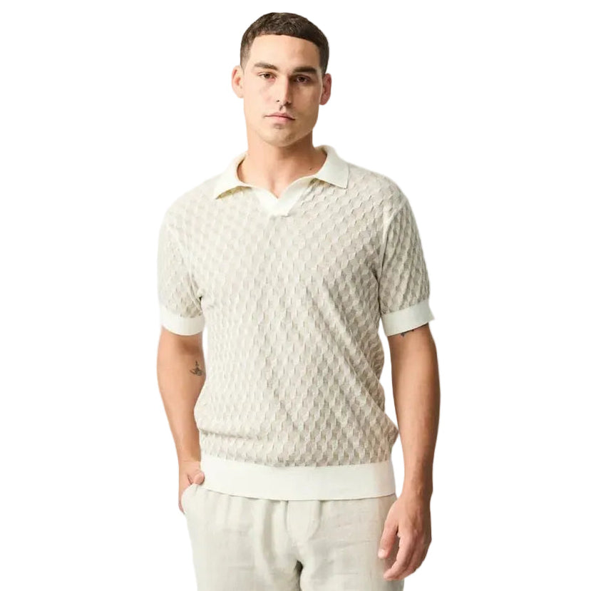 Rodd & Gunn Galdfield Geo Stitch Textured Johnny Collar Polo