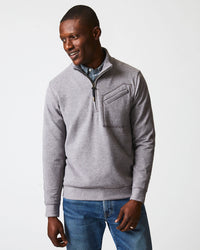 Billy Reid Quilted Quarter-Zip Mock Neck Sweater