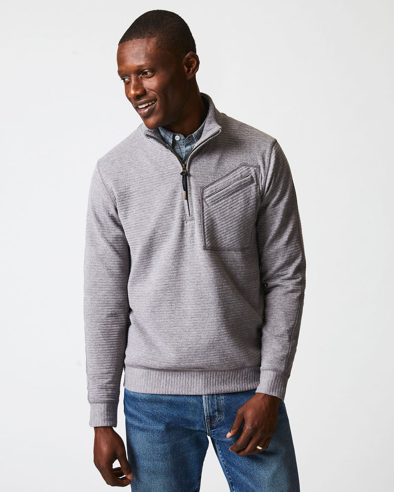 Billy Reid Quilted Quarter-Zip Mock Neck Sweater