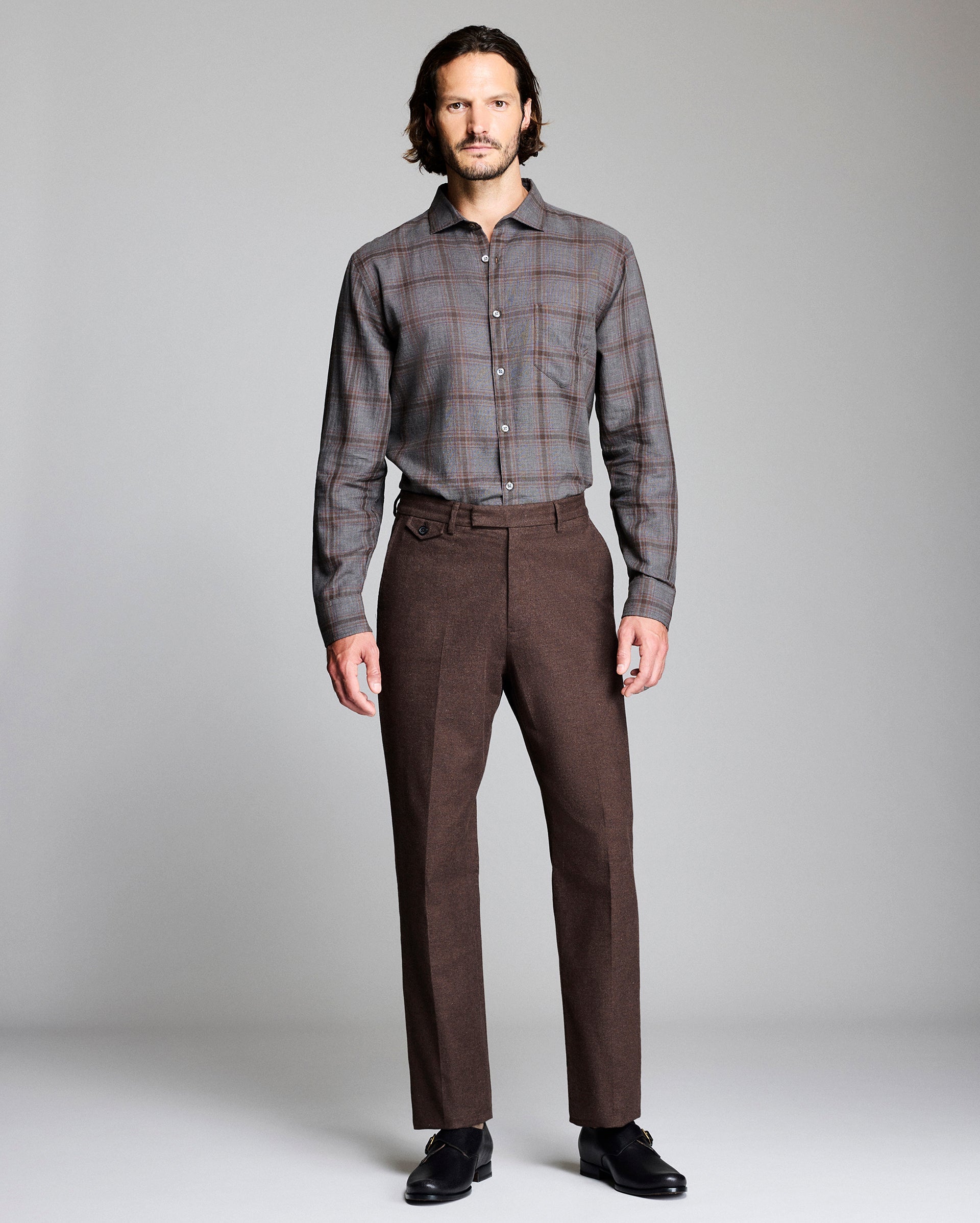 Billy Reid Pickwick Grid Plaid Soft Brushed Shirt