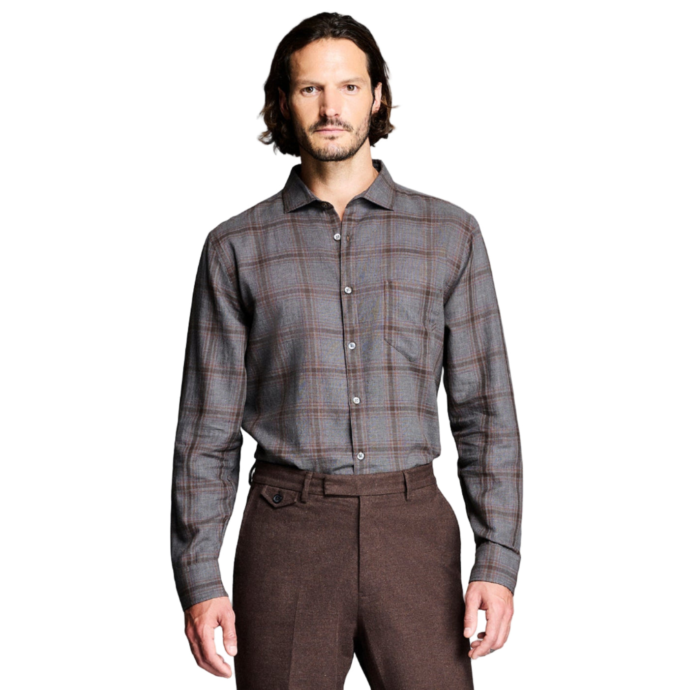 Billy Reid Pickwick Grid Plaid Soft Brushed Shirt
