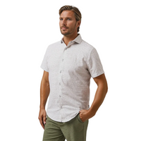 Stone Rose Geo Print Pattern Cotton Linen Shirt