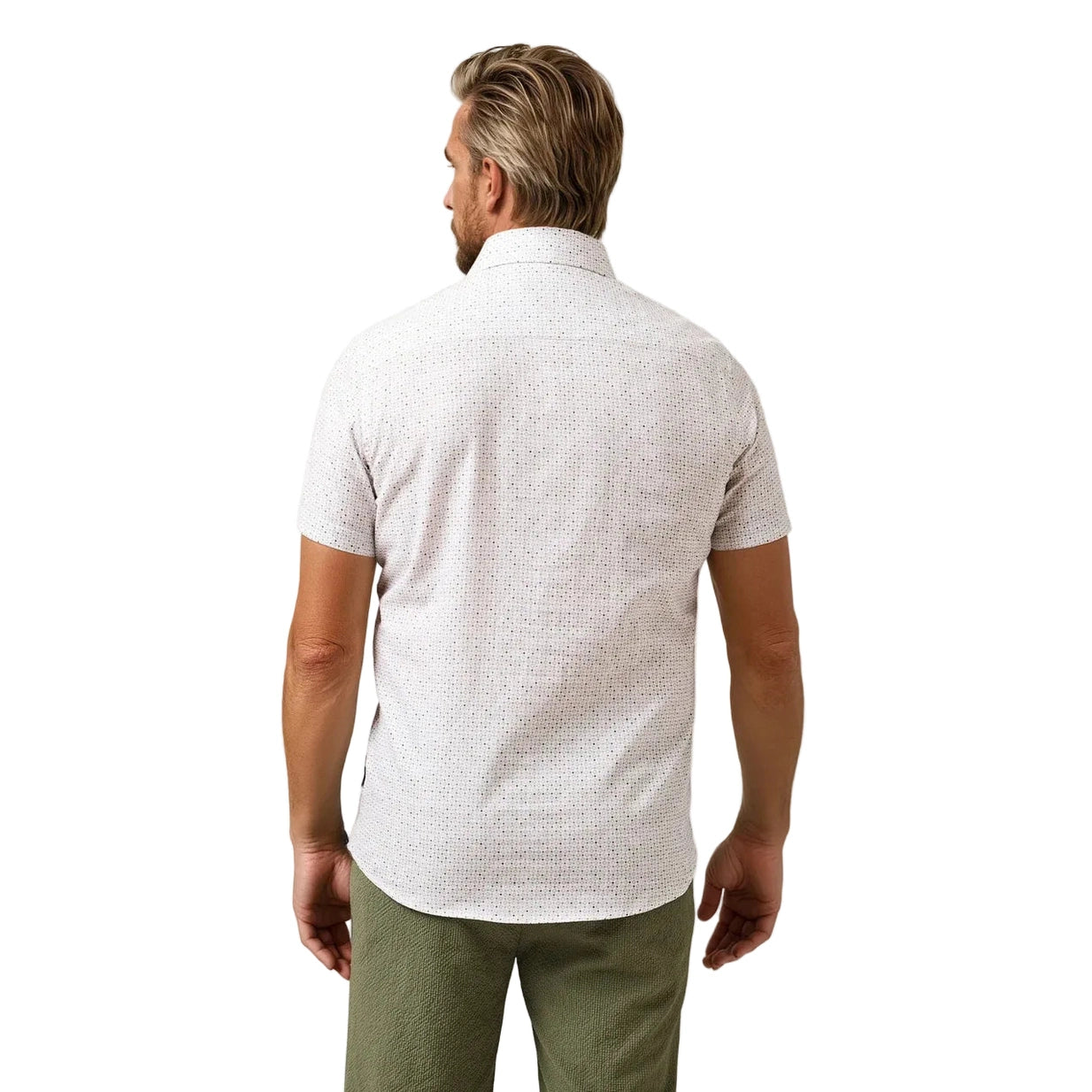 Stone Rose Geo Print Pattern Cotton Linen Shirt