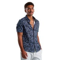 Stone Rose Floral Print Pattern SS Woven Shirt