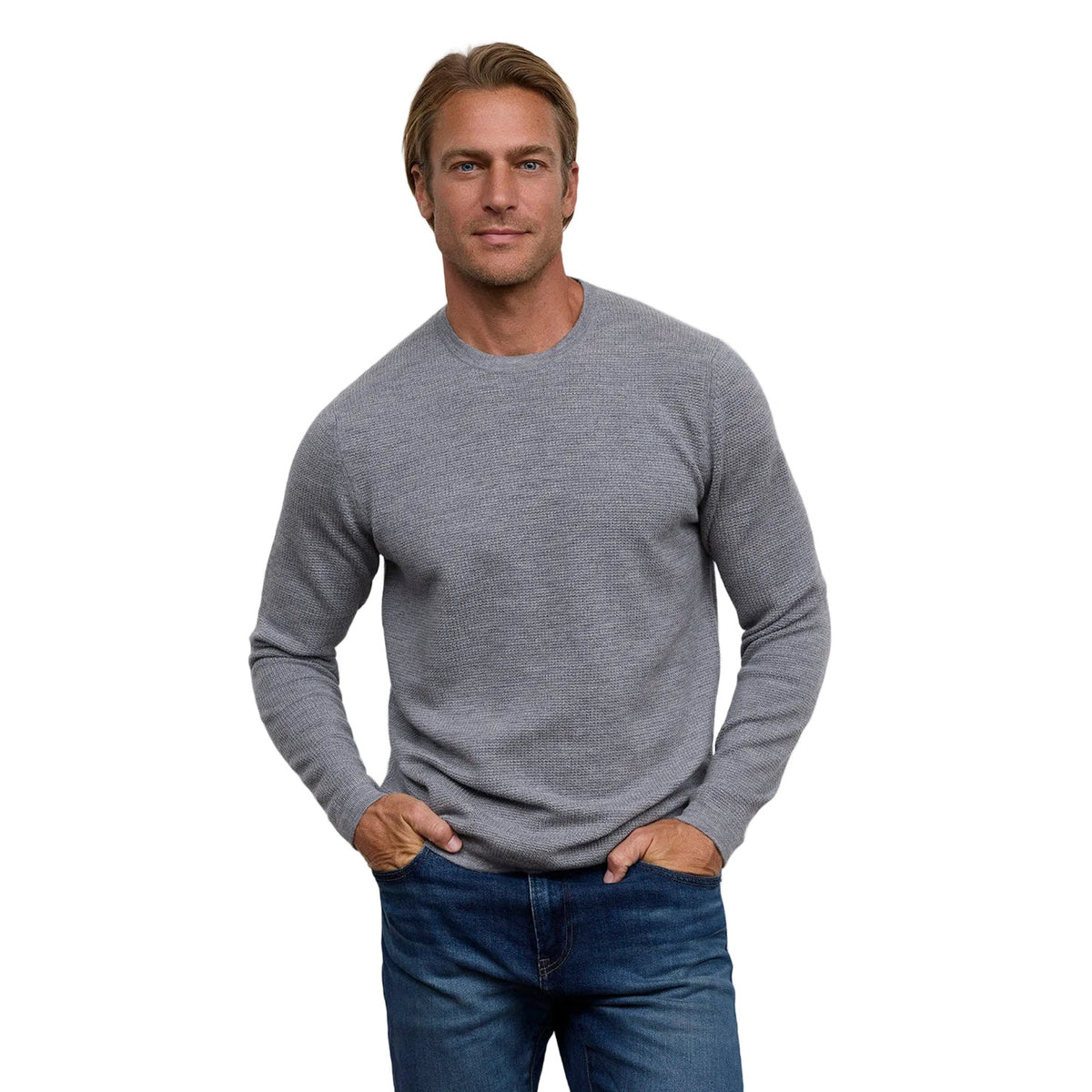 Raffi Sterling Extrafine Merino Waffle LS Crew