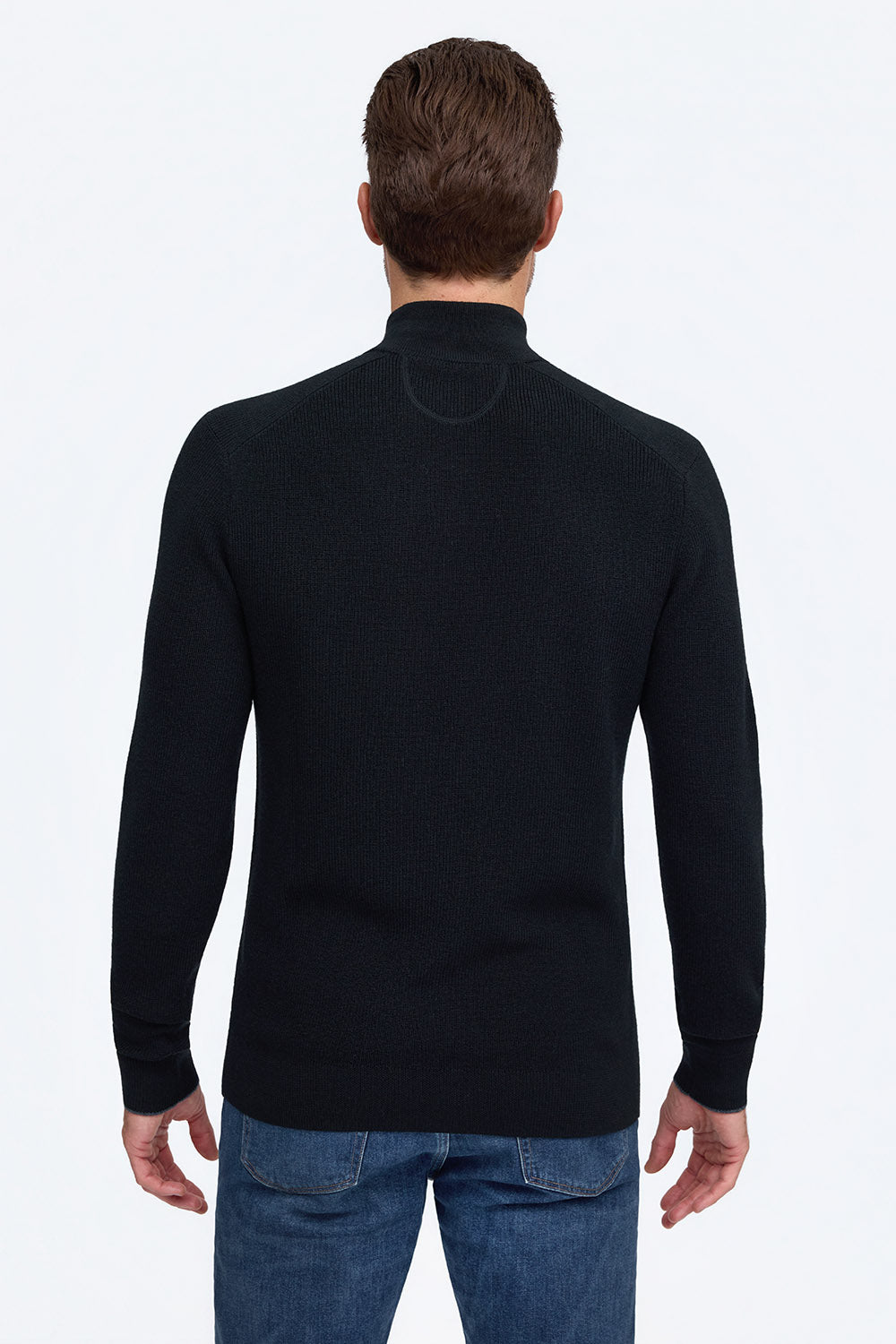 Raffi Marlowe English Rib Merino Quarter Zip Sweater