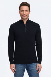 Raffi Marlowe English Rib Merino Quarter Zip Sweater